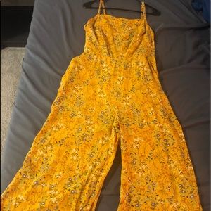 Yellow floral jump suit